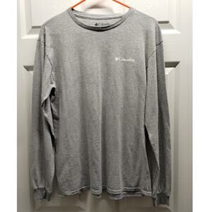 Columbia Men's Size Medium Gray Long Sleeve USA American Flag T-Shirt